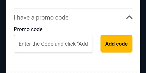 Enter the promo code Enter the promo code